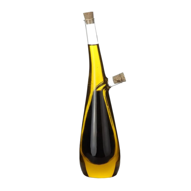 2 In 1 Double Layer Glass Olive Oil Bottle with Stopper Double Pourer