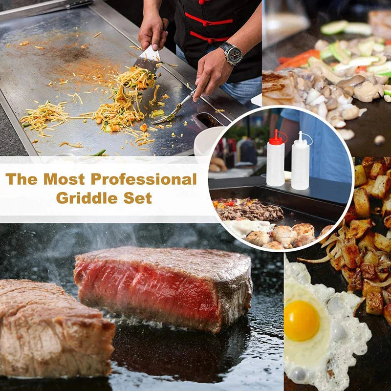 8Pcs Griddle Accessory Set Stainless Steel Scraper for BBQ Grill