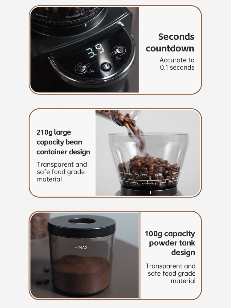Automatic Burr Mill Electric Coffee Grinder with 34 Gear for Espresso