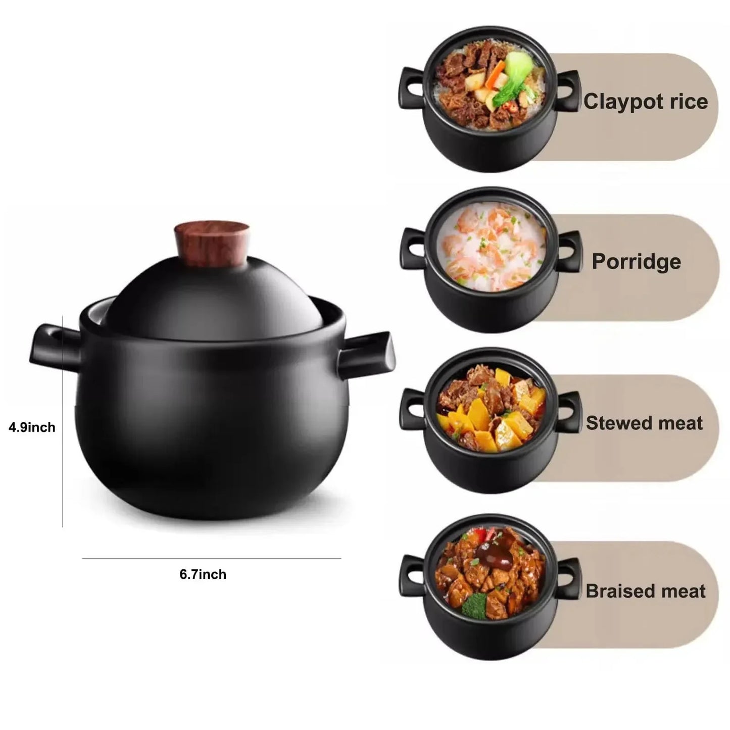 Casserole Stew Pot Ceramic Cookware Soup Cooking Pot Kitchen Crock Pot
