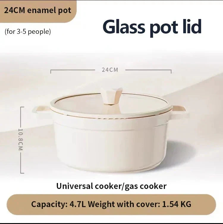 Ceramic Stock Pot Seafood Pot Casserole with Glass Lid Cookware