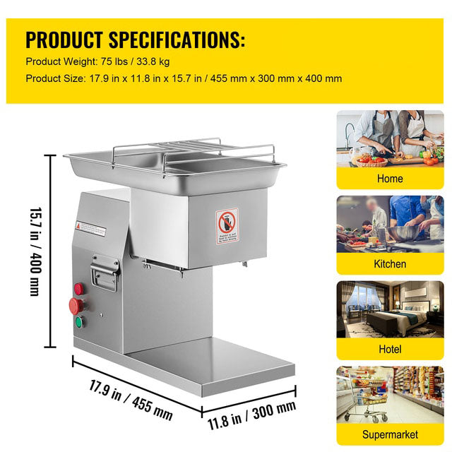 Commercial Electric Meat Slicer Stainless Steel Meat Cutter