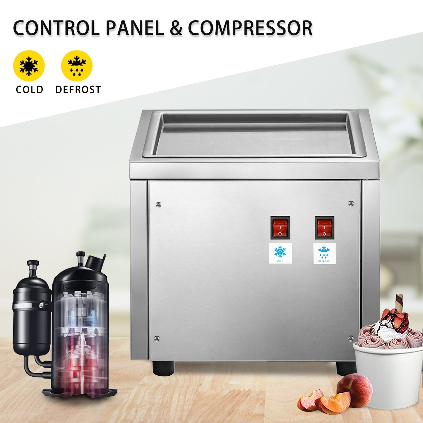 Commercial Fried Ice Cream Rolls Machine Roll Ice Cream Maker Machine