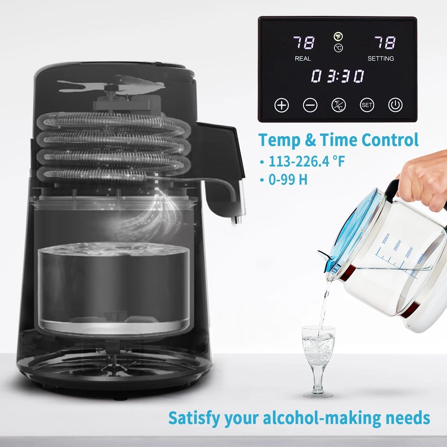 Dual Temp Display Water Distiller Purifier Filter Dispenser Bottle