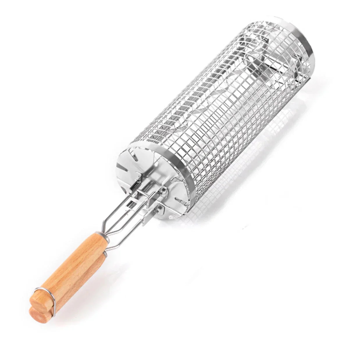 Portable Stainless Steel Rolling Grilling Basket BBQ Grill Accessory