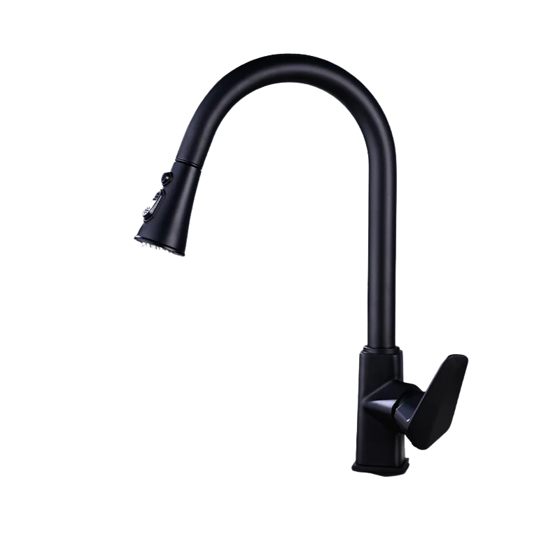 Pull-Out Kitchen Brass Basin Sink Faucet Hot and Cold Water Mixer Tap