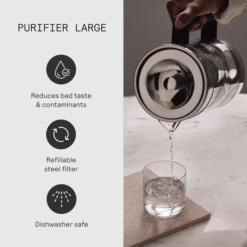 Refillable Stainless Steel Filter with Purifier Glass Water Pitcher