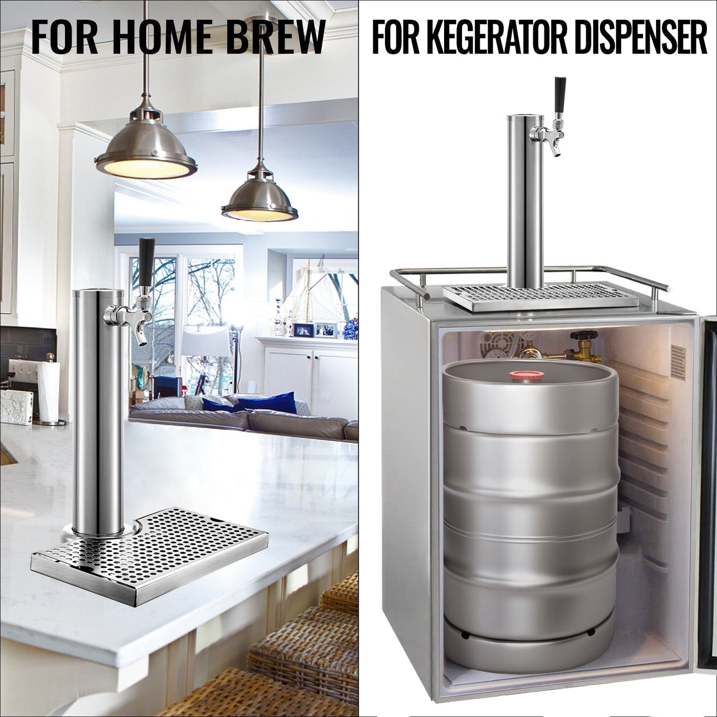 Stainless Steel Commercial Beer Tower One Way Faucet with Drip Tray