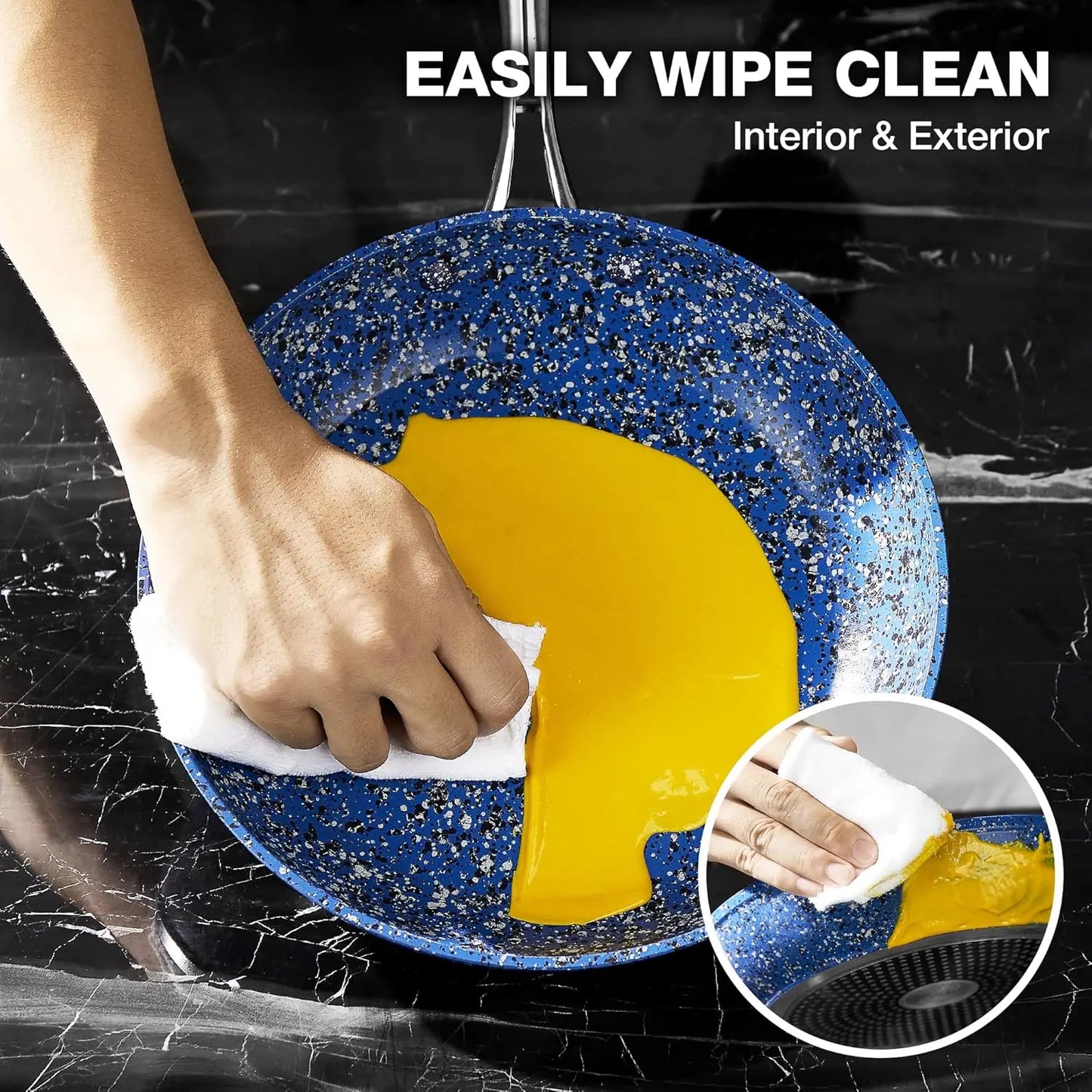 10" Frying Pan with Lid Nonstick Skillet Stainless Steel Handle