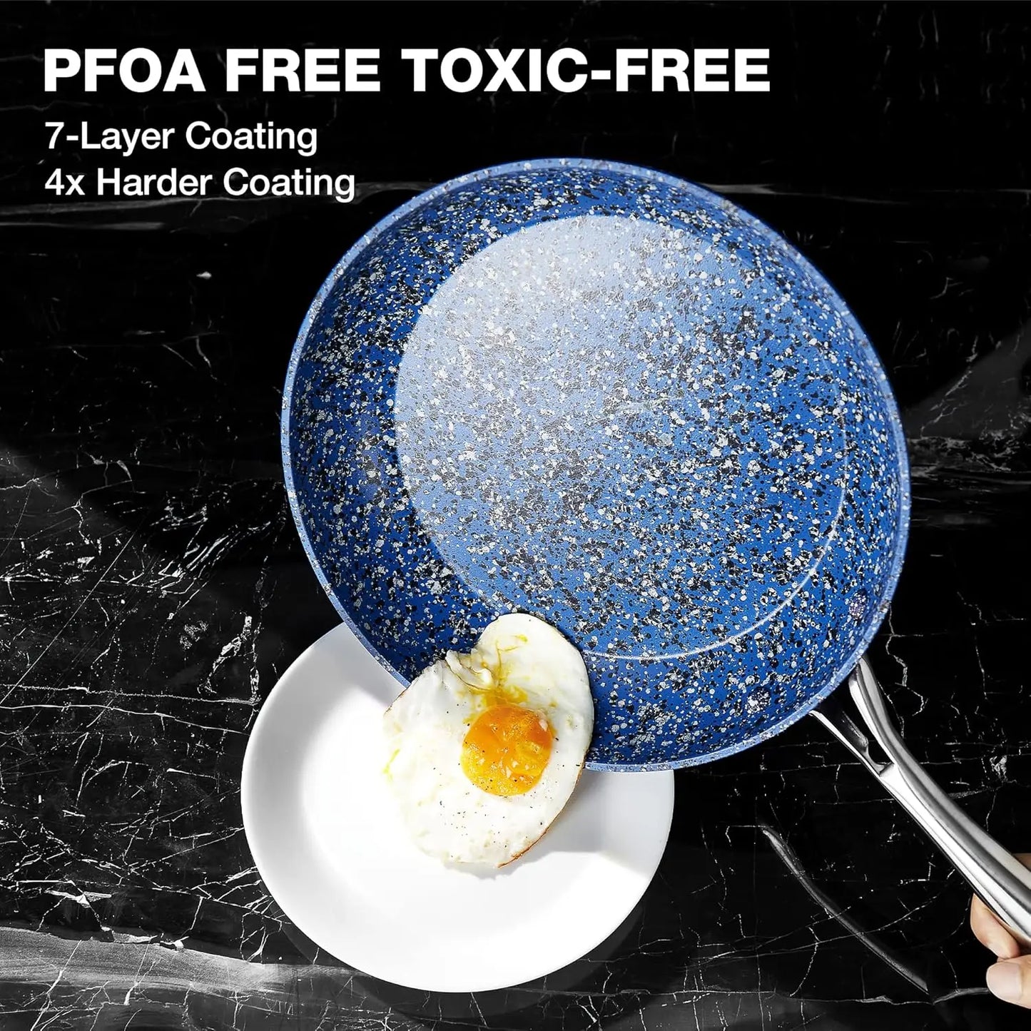 10" Frying Pan with Lid Nonstick Skillet Stainless Steel Handle