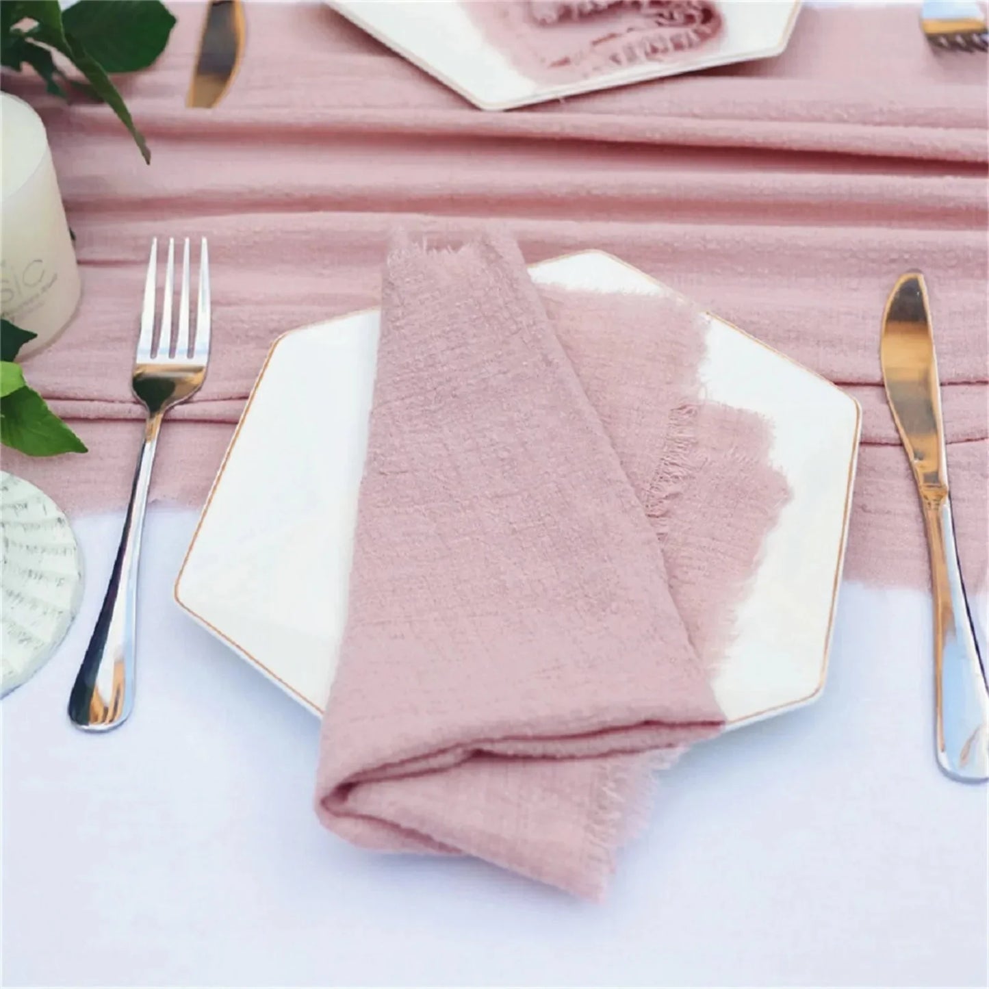 10pcs Cloth Napkin Cotton Table Accessories Linen Towel Decoration