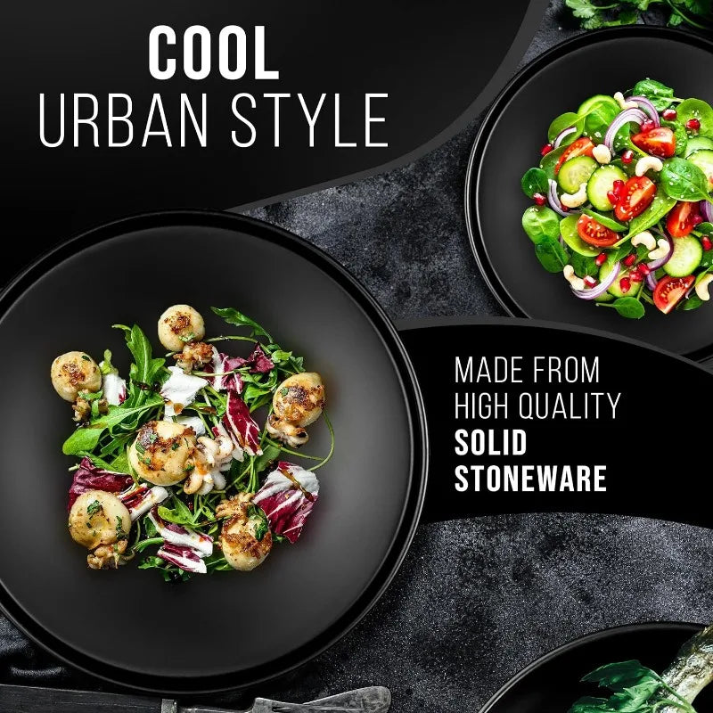 12-16pcs Elegant Porcelain Stoneware Plate Dinnerware Tableware Set