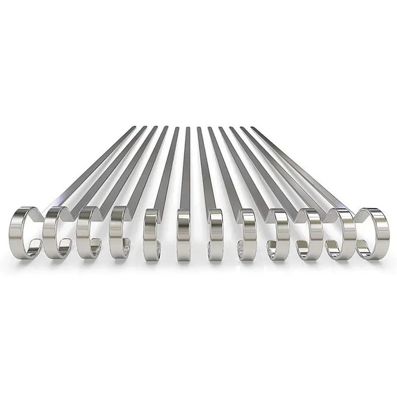 12" Stainless Steel Grilling BBQ Meat Skewers Grilling BBQ Tools 12pcs