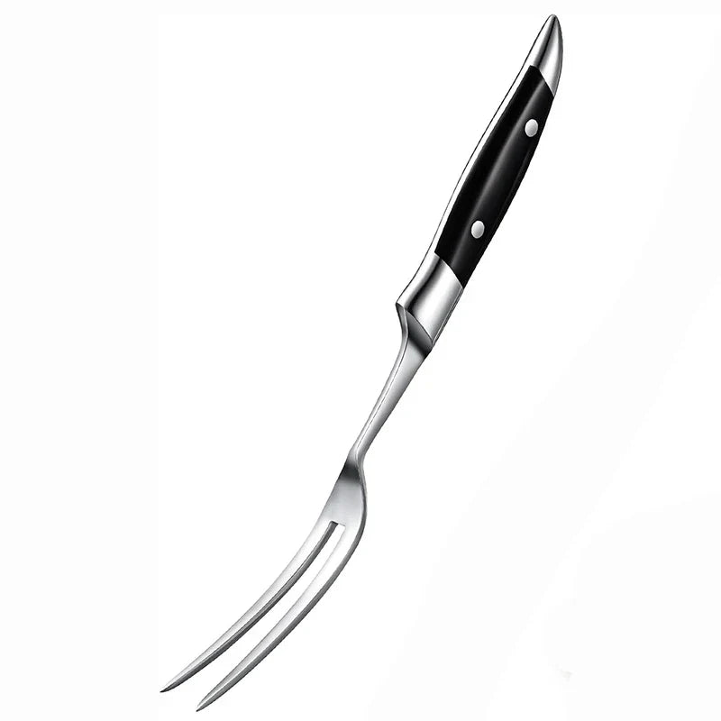 12" Stainless Steel Meat Fork with Wooden Handle for Grill BBQ Cooking