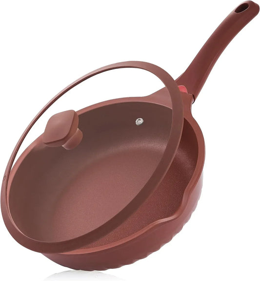 12in Nonstick Toxin Free Ceramic Deep Frying Pan with Lid Cookware