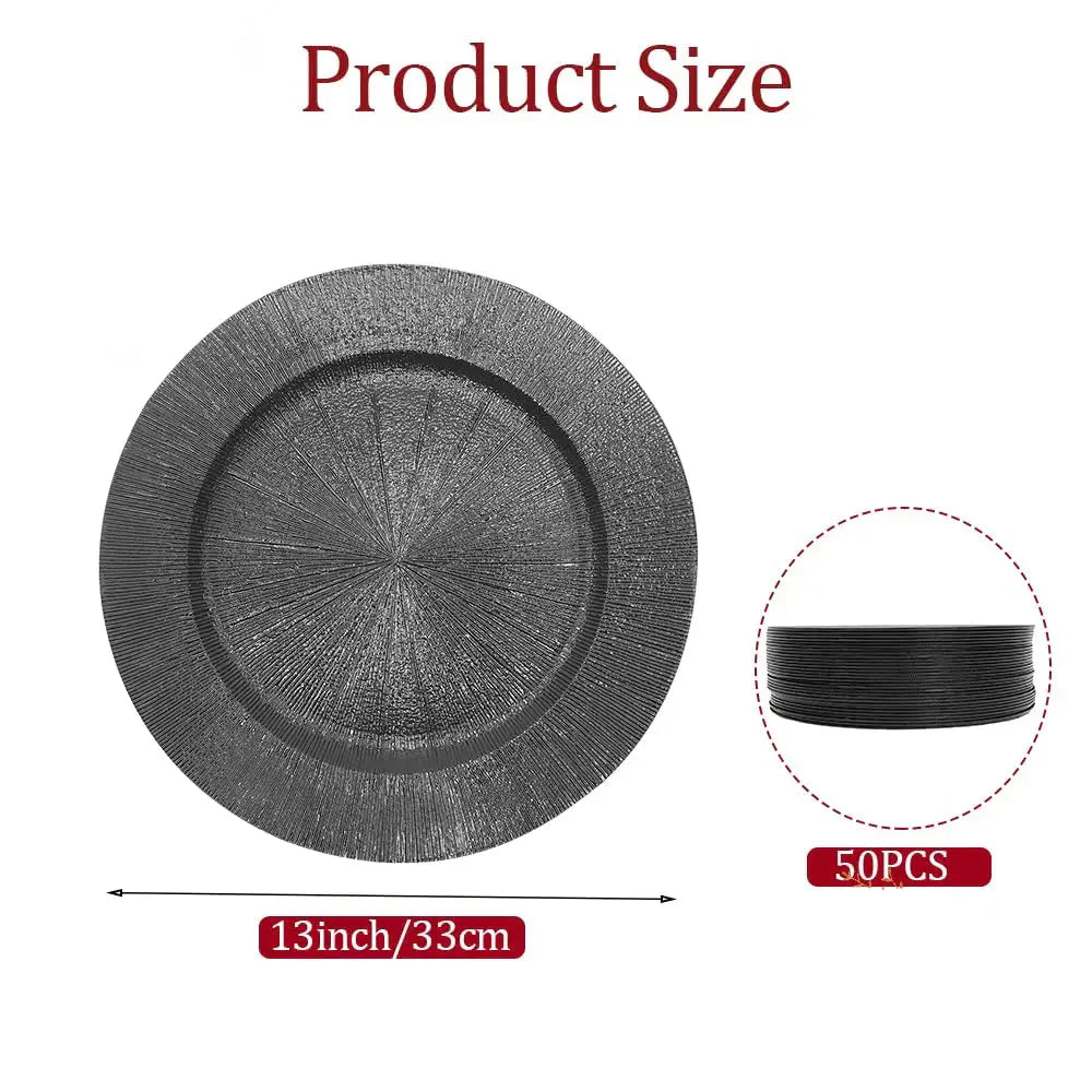 13" Decorative Round Table Charger Plates in Color Black 50pcs