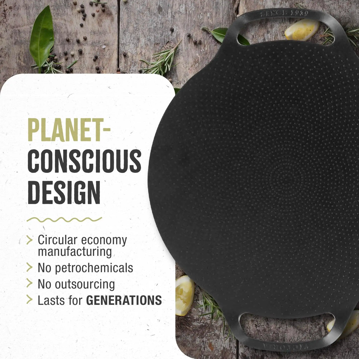 15" Cast Iron Comal Pizza Pan with 2 Side Handles Cookware