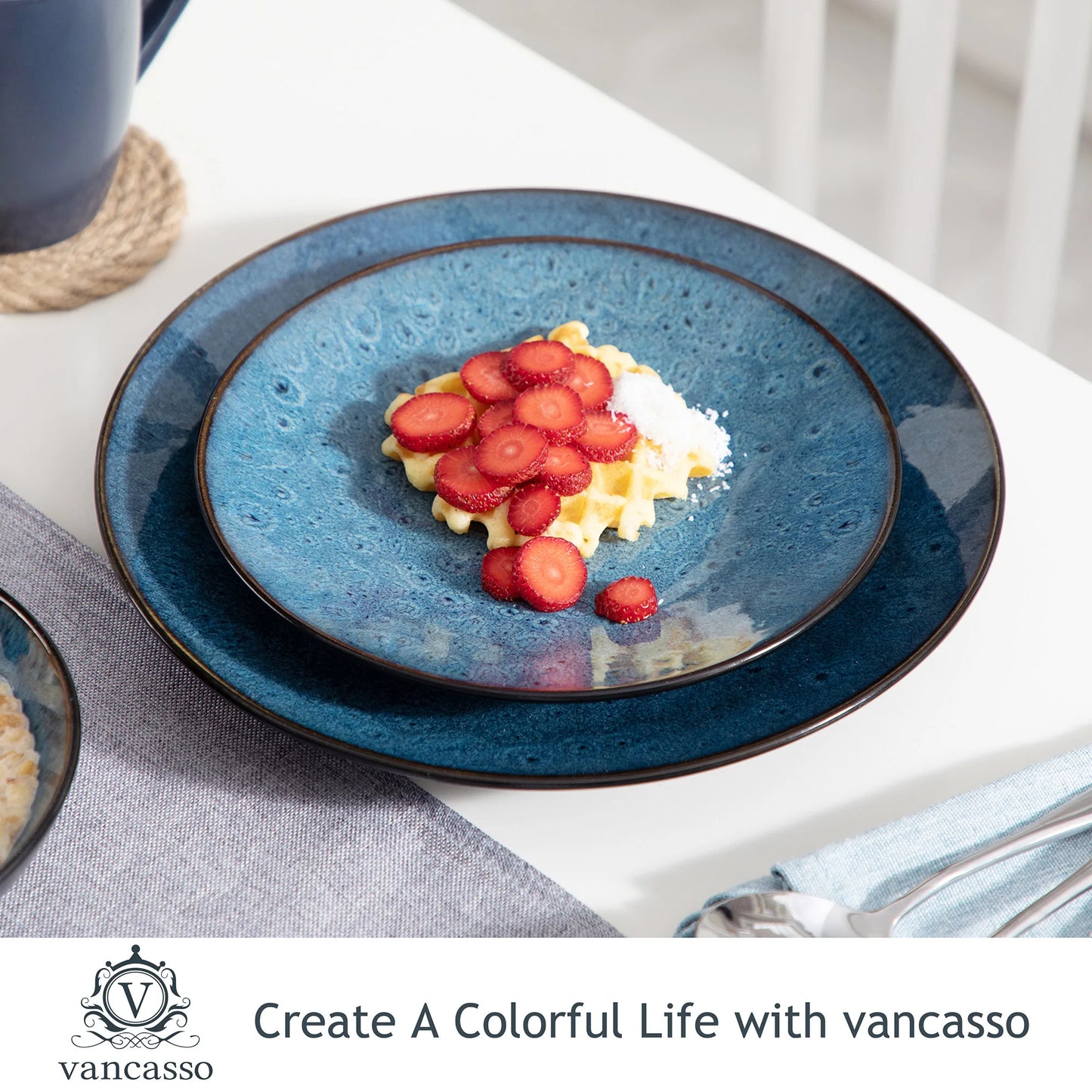 16/32/48pcs Vintage Ceramic Stoneware Set with Plate Bowl Coffee Cups