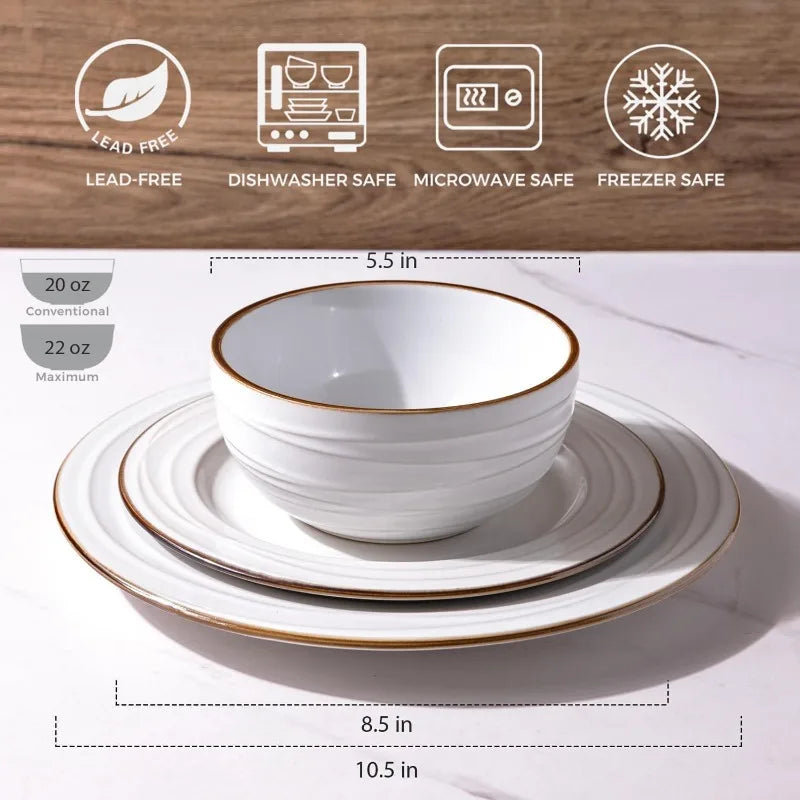 18pcs Elegant Ceramic Dinnerware Sets Stoneware Plates and Bowls Sets