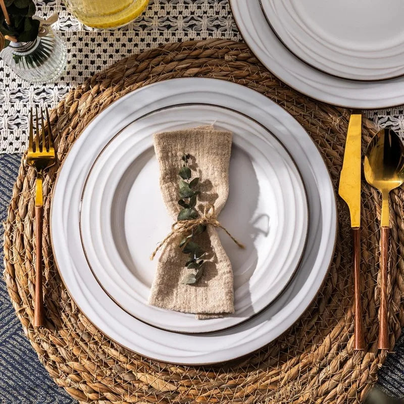 18pcs Elegant Ceramic Dinnerware Sets Stoneware Plates and Bowls Sets