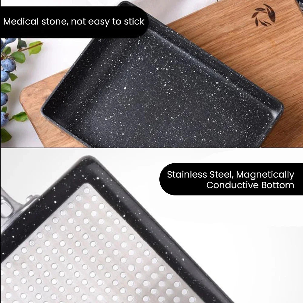 1pc Non stick Square Frying Pan Medical Stone Kitchen Cookware