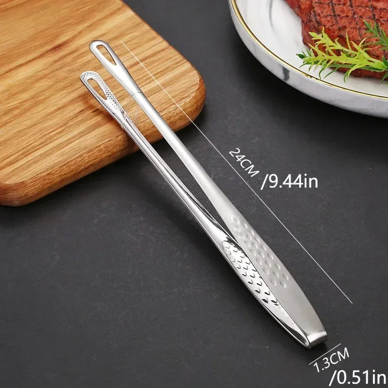 1pc Stainless Steel Kitchen Barbecue Clip Extended Food Clip Utensils
