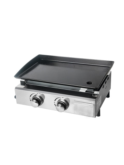 2 Burners Grill LPG BBQ Griddle for Commercial Non-stick Iron Plate