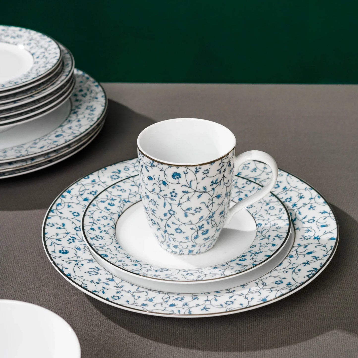 20pcs Blue Floral Print Ceramic Dinnerware Set for 4 Tableware Set