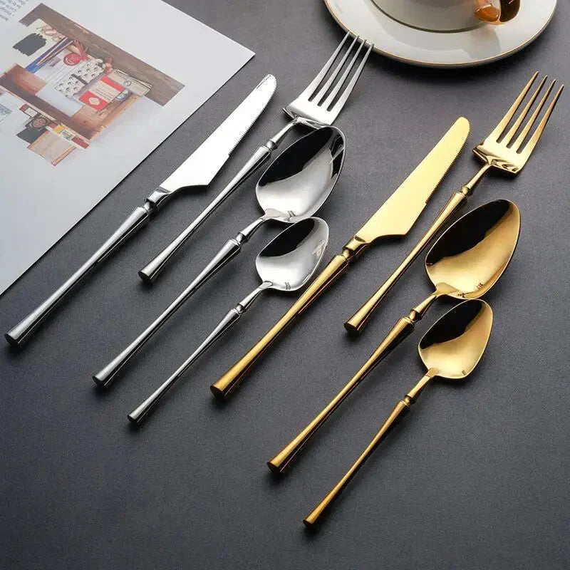 24 Pcs Silverware Dinnerware Set Forks Knives Spoons Tea Spoons