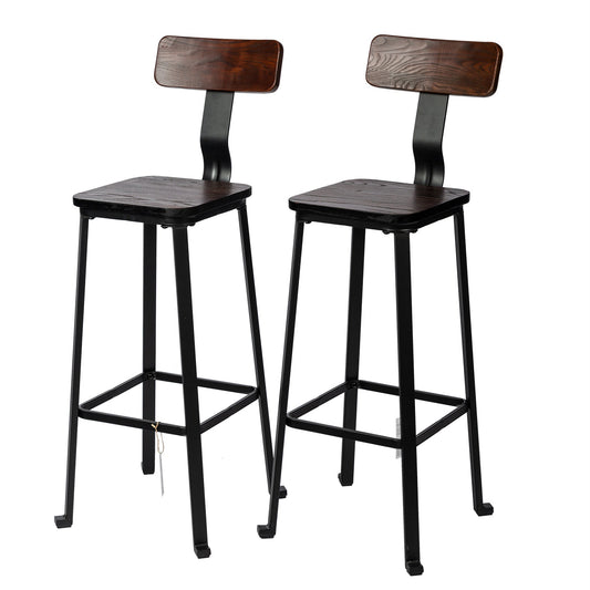 2Pcs Counter Height Bar Stools Vintage 360 Degree Swivel Barstool