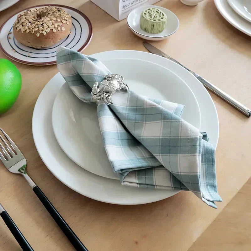 2PCS Plaid Cloth Napkin Square Napkin Western Napkin Nordic Style