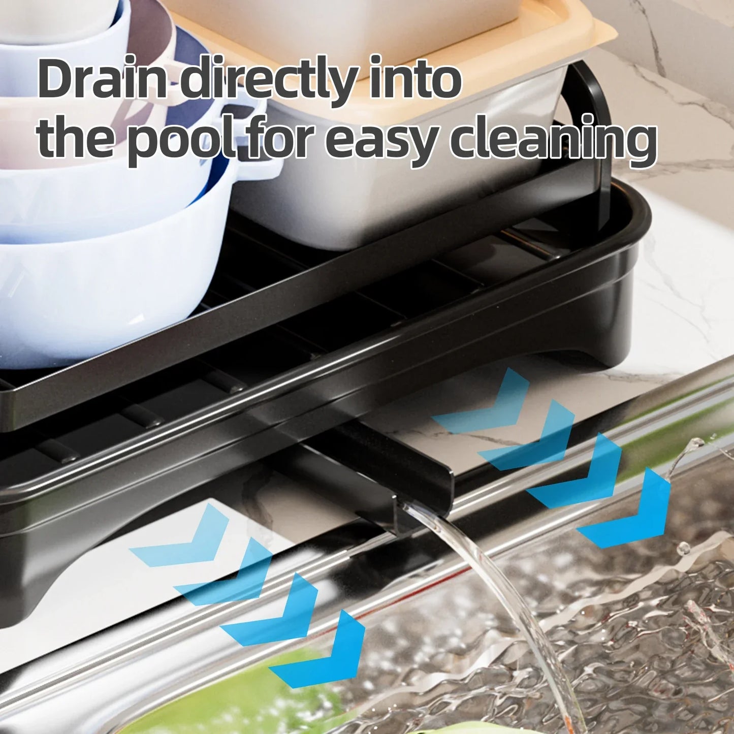 2Tier Metal Dish Drying Drainer Rack With Drainboard Kitchen Counter