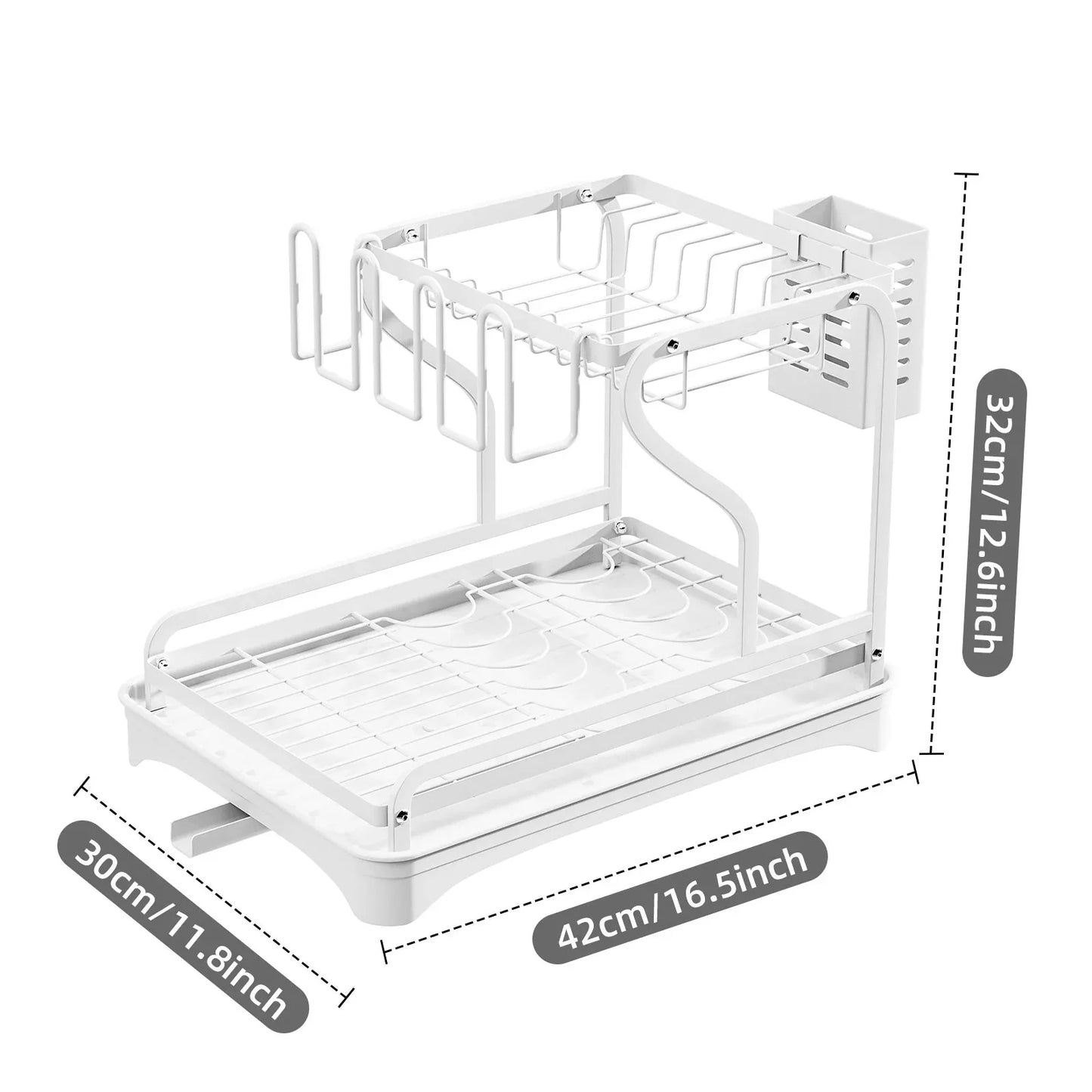 2Tier Metal Dish Drying Drainer Rack With Drainboard Kitchen Counter
