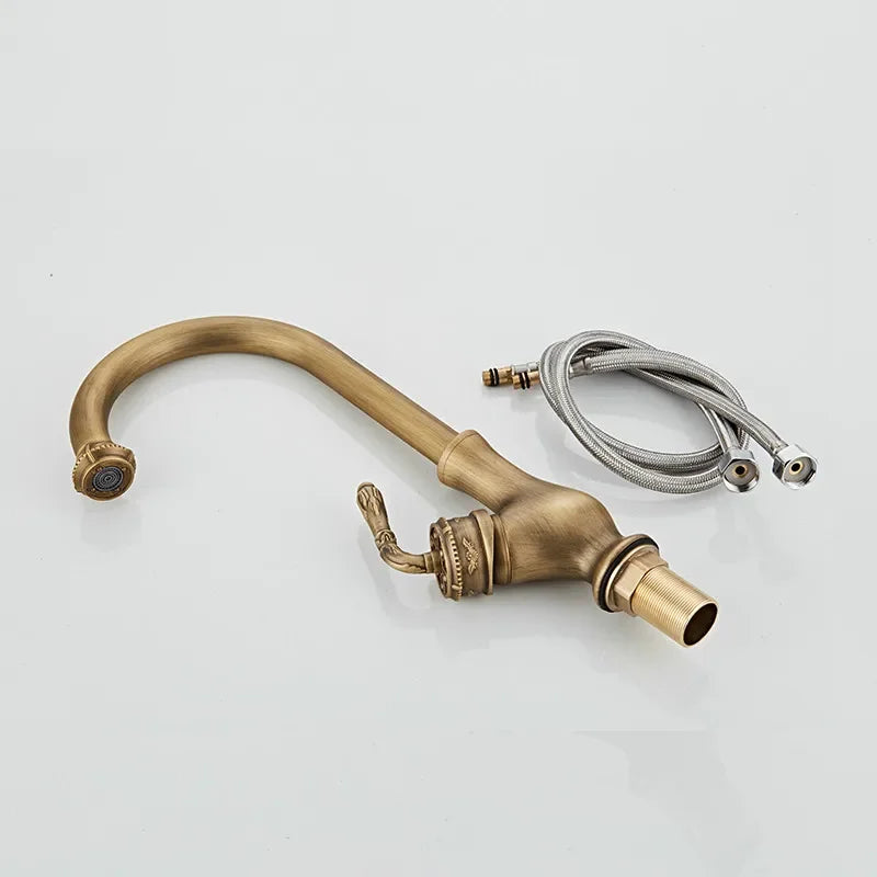 360 Swivel Antique Brass Kitchen Mixer Tap Kitchen Sink Basin Faucet