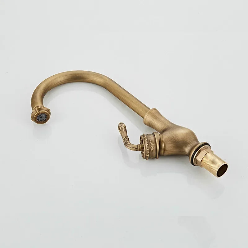 360 Swivel Antique Brass Kitchen Mixer Tap Kitchen Sink Basin Faucet