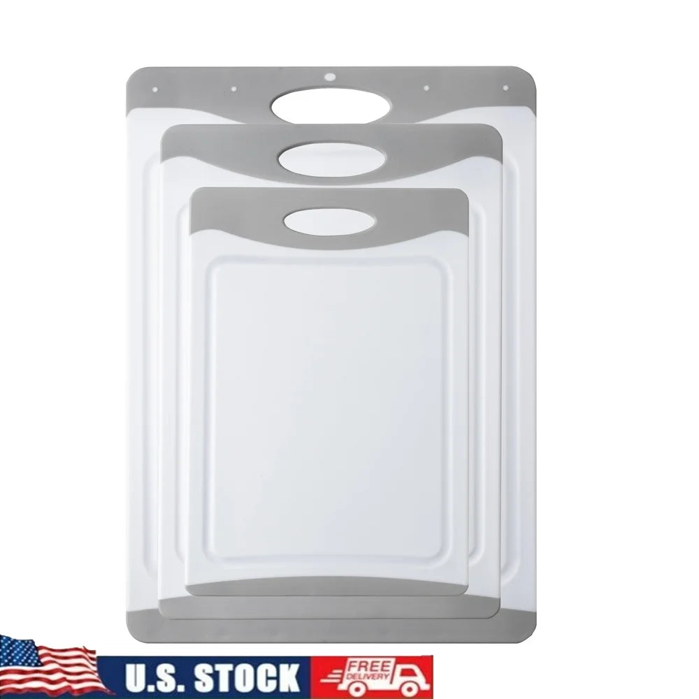 3pcs Non-Slip Cutting Boards Kitchen Chopping Board with Safe Handle