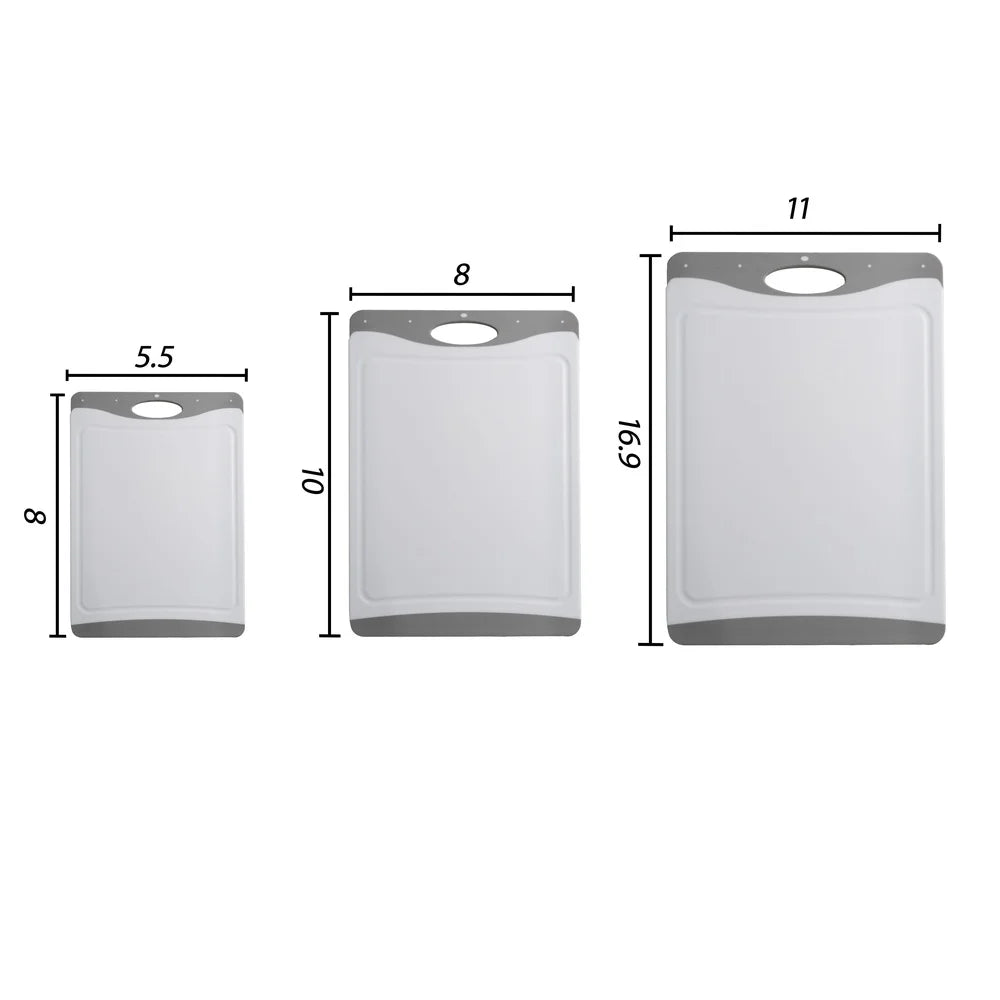 3pcs Non-Slip Cutting Boards Kitchen Chopping Board with Safe Handle