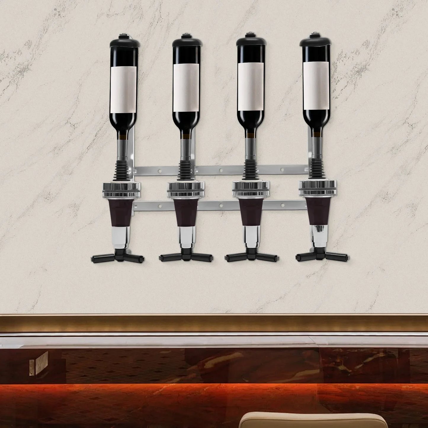 4 Head Silver Wine Rack Wall Mounted Bottle Bracket Bar Accessories
