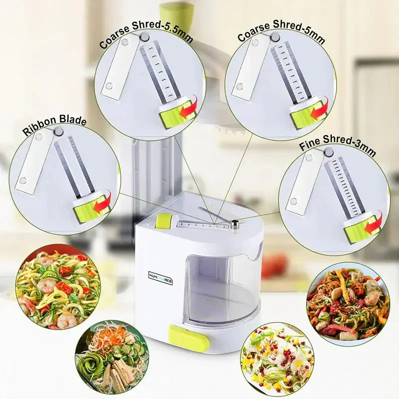 4-IN-1 Rotating Blade Veggie Spiralizer Noodle Maker with Suction Cup