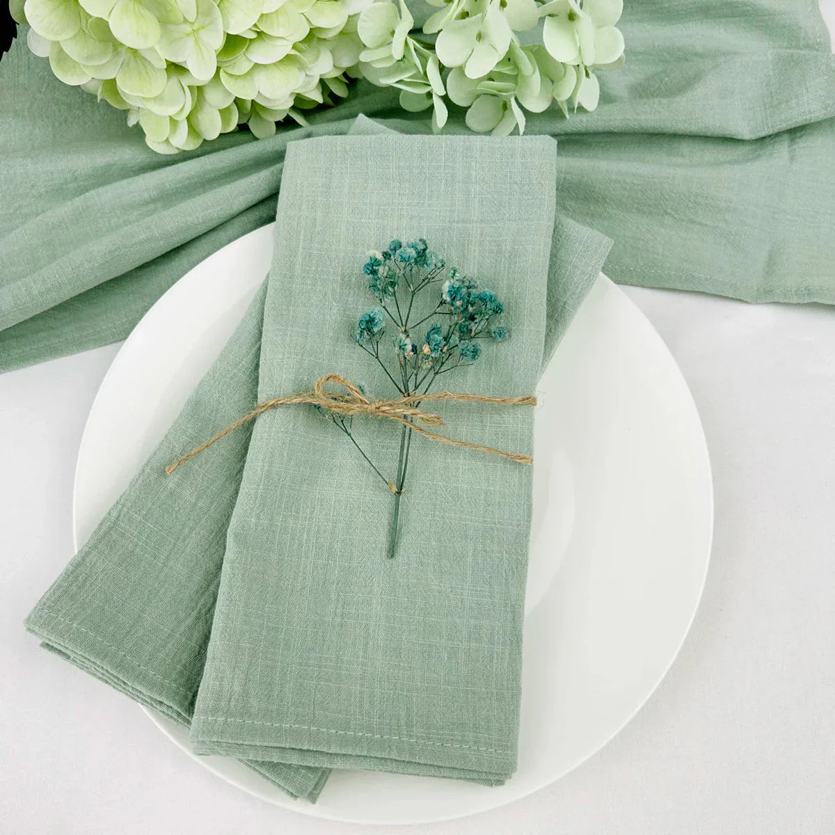 4pcs Cotton Napkin Blue Reusable Décor Retro Napkins