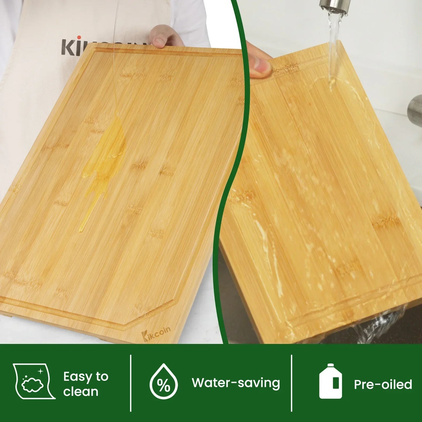 4pcs Kitchen Bamboo Cutting Board Set with Inner Handle Design