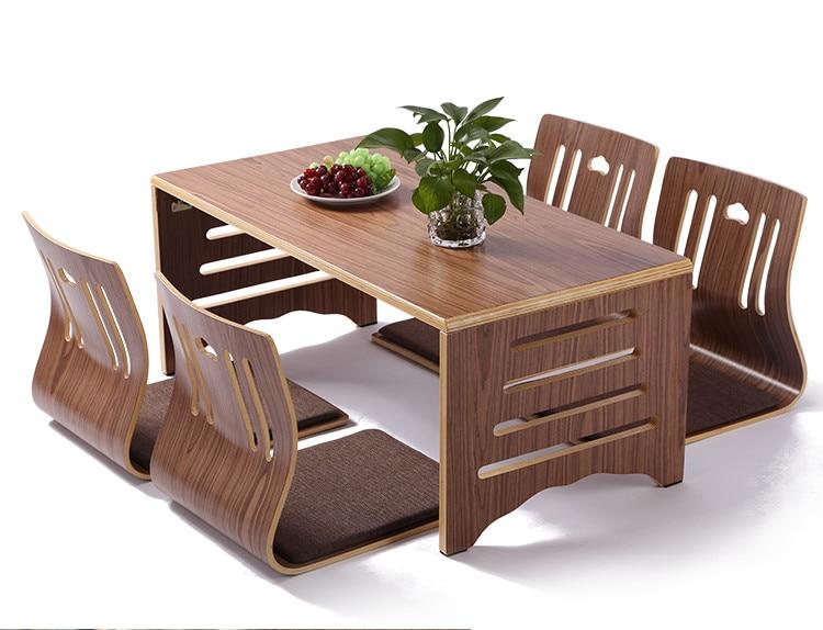 5 Pcs Set Modern Low Floor Legs Wooden Table Stylish Furniture