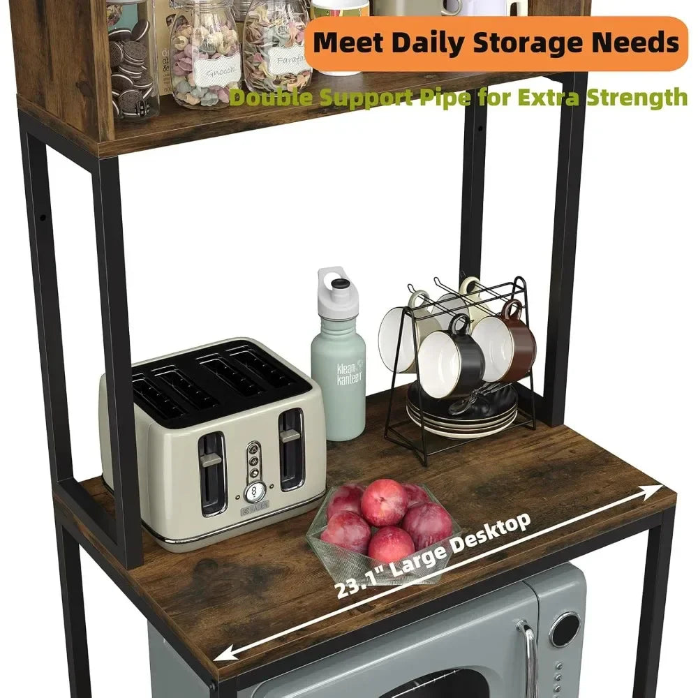 5 Tier Kitchen Bakers Rack with Power Outlet Kitchen Storage Shelf