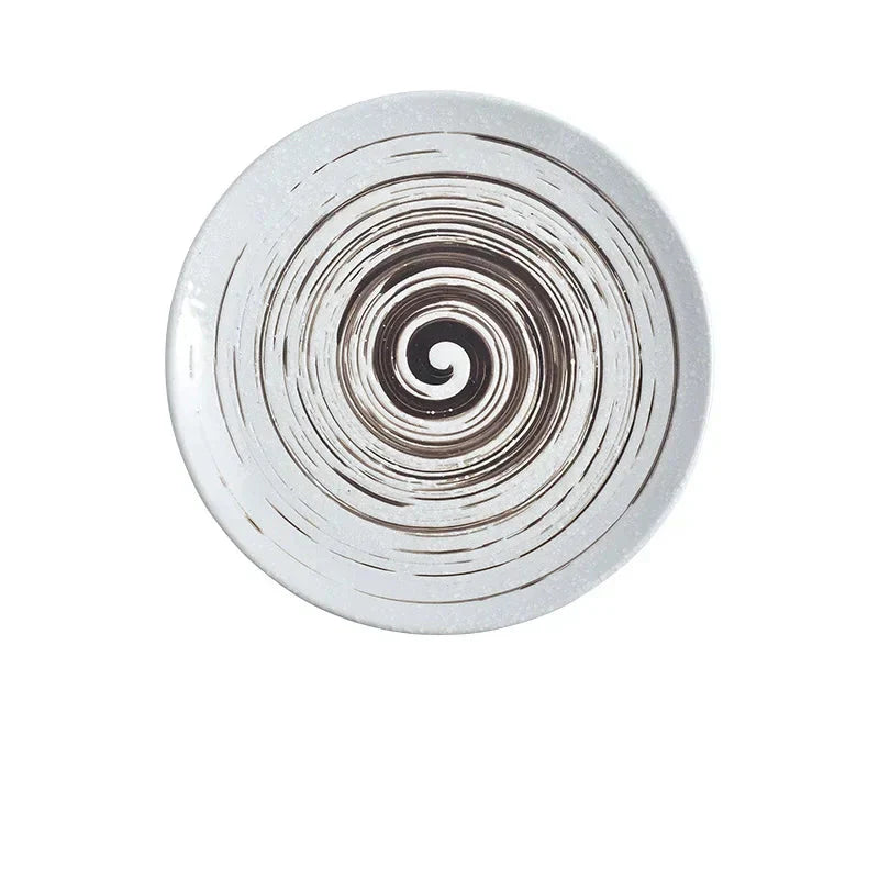 6/8/10" Ceramic Flat Dish Retro Japanese Style Steak Plate Pasta Tray