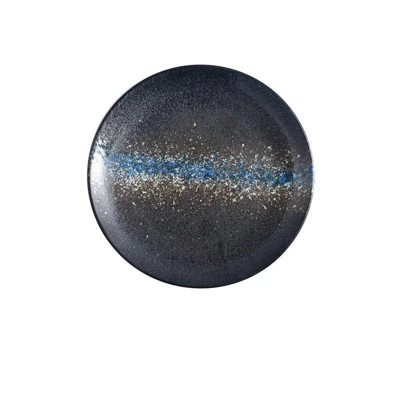 6/8/10" Ceramic Flat Dish Retro Japanese Style Steak Plate Pasta Tray