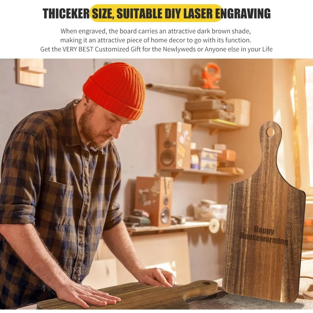 6pcs Wooden Cutting Board Kitchen Thicken Chopping Platter with Handle