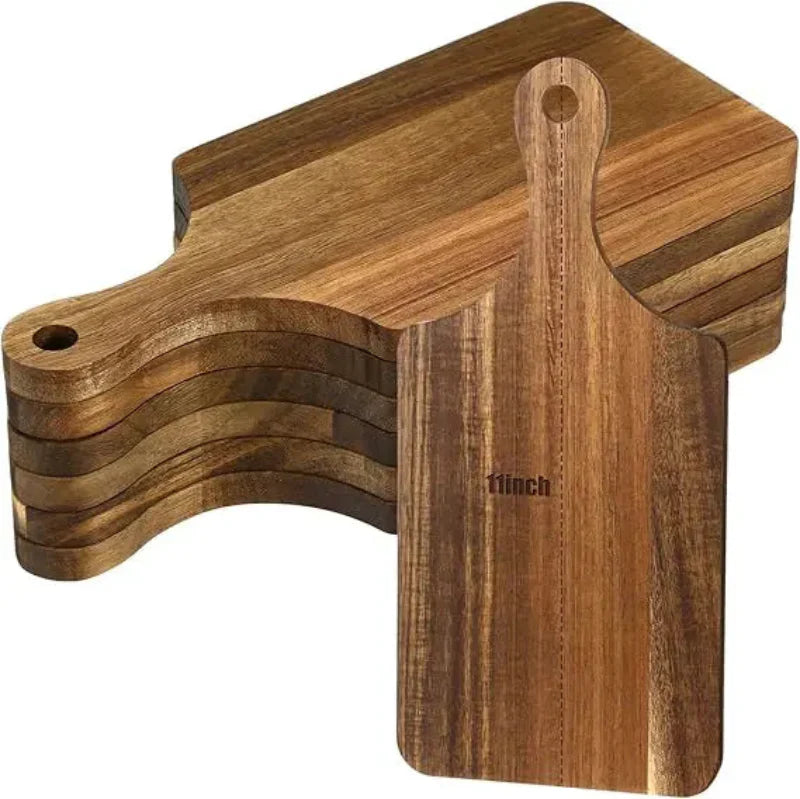 6pcs Wooden Cutting Board Kitchen Thicken Chopping Platter with Handle