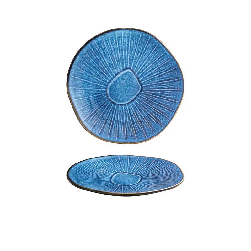 8" Retro Ceramic Round Plate Western Platter Kitchen Tableware