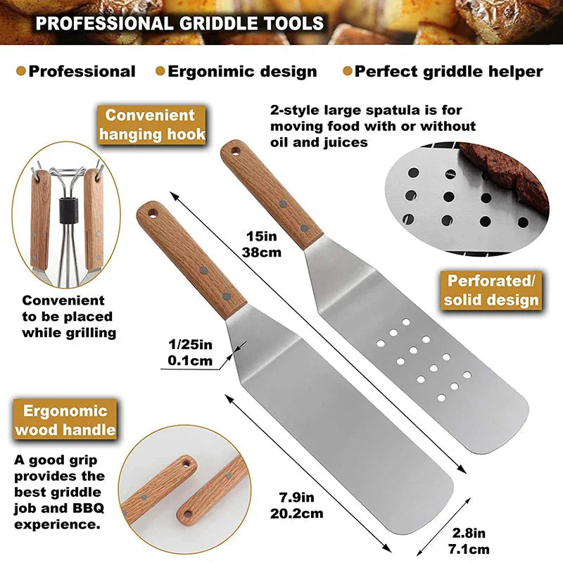 8Pcs Griddle Accessory Set Stainless Steel Scraper for BBQ Grill