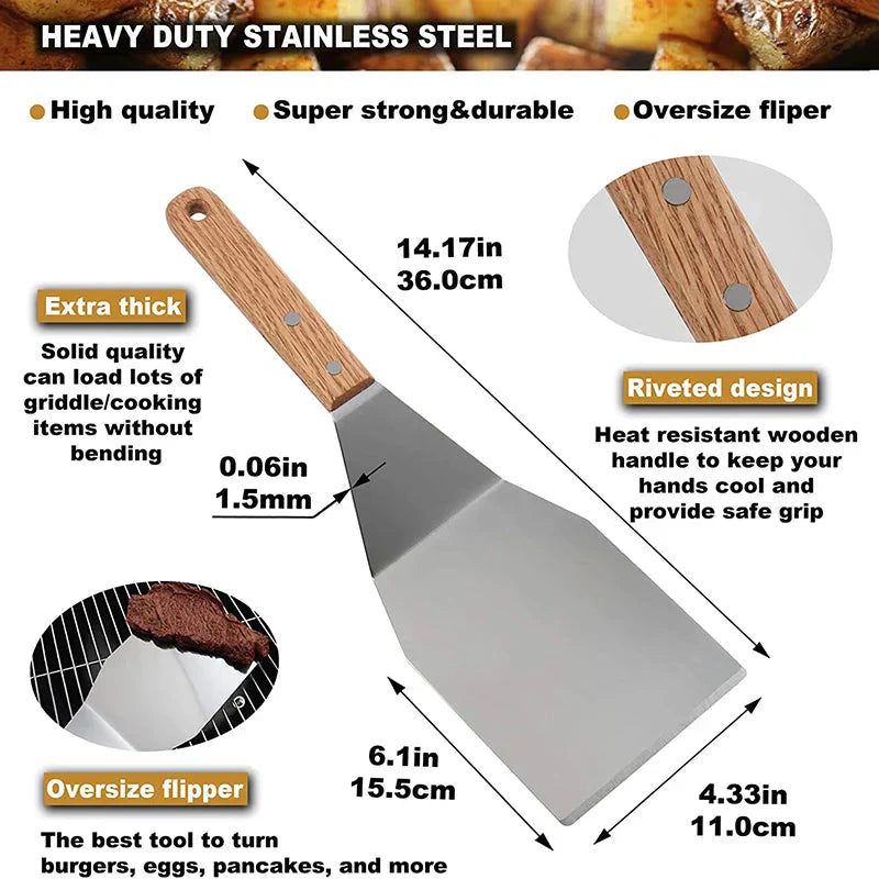 8Pcs Griddle Accessory Set Stainless Steel Scraper for BBQ Grill